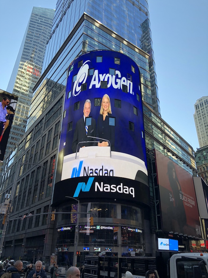 Ringing of the NASDAQ Bell w/ AxoGen CEO Karen Zaderej